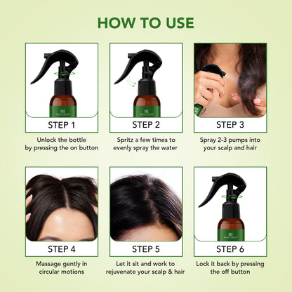 Rosemary rice water spray instructions and application details