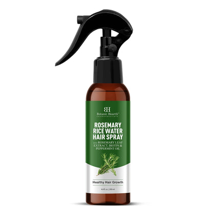 Rosemary rice water hair spray bottle on a clean white background